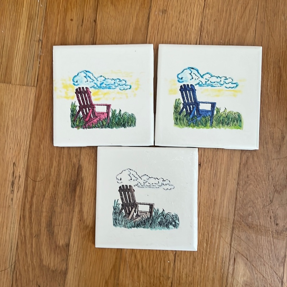 4” by 4” beach tiles for wall or as coasters or as picture Handmade